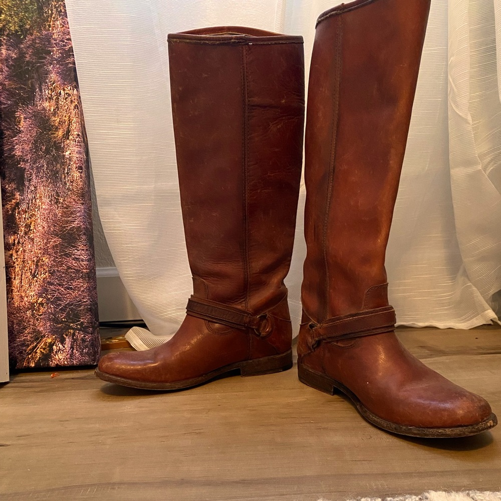 Frye Melissa tall brown leather riding boots size 8.5